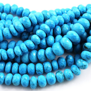 Turquoise (American) Faceted Roundels, (TURQ/frndl/12) - Beadspoint