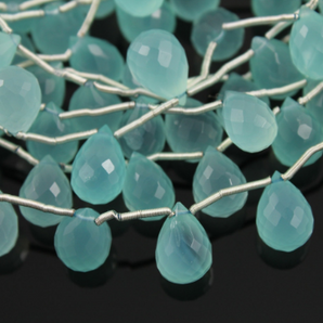 Aqua Chalcedony Faceted Tear Drops, (CHAL/AQUA/TR/6x9 - 7x11) - Beadspoint