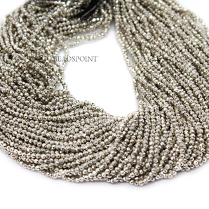 5 Strands, 2.5 mm Silver Pyrite Roundel Faceted Beads, Silver Pyrite Small Beads, Micro Faceted Rondelles, 13 Inches, (SPRYT-2.5-FRNDL) - Beadspoint