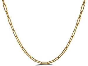 14K Solid Gold Paperclip Chain Necklace, (14k-1606F(1))
