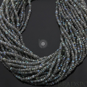 Grey Labradorite Micro Faceted Roundels, (LABMICFrndl) - Beadspoint