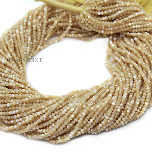 Mother Of Pearl Roundel Micro Faceted Rondelle Beads(MOP-2.5FRNDL) - Beadspoint