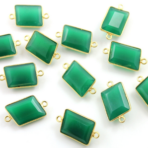 Green Onyx Rectangle Connector,(BZC9043/CNT/GNX) - Beadspoint