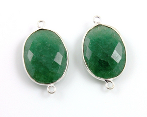 Dyed Emerald Faceted Oval Connector, (BZCT4007-B) - Beadspoint