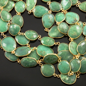 Chrysophase Faceted Oval Chain (BC-CHR-114) - Beadspoint