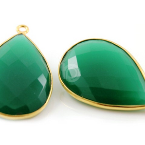 Green Onyx Faceted Pear Bezel, (BZC7075) - Beadspoint