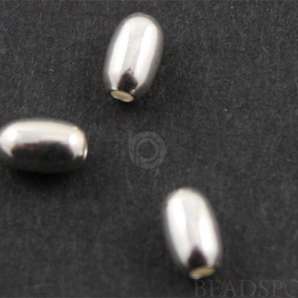 Sterling Silver Smooth Oval Bead ,(SS/2013/4x7) - Beadspoint