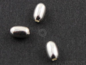 Sterling Silver Smooth Oval Bead ,(SS/2013/4x7) - Beadspoint