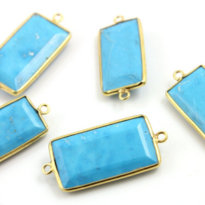 Turquoise Faceted Rectangle Connector, (TUR/CNT/101) - Beadspoint