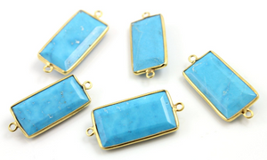 Turquoise Faceted Rectangle Connector, (TUR/CNT/101) - Beadspoint