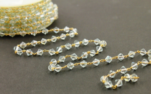 Swarovski Crystal Aquamarine Wire Wrapped Rosary Chain, (CHN-02) - Beadspoint