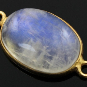 Rainbow Moonstone Faceted Oval Connector, (MCNT03) - Beadspoint