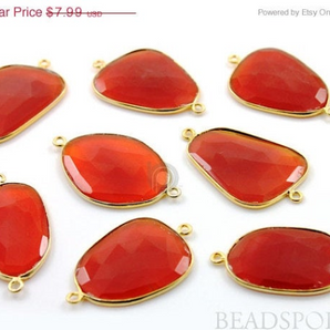 Carnelian Bezel Fancy Shape Connector, (BZC7364-LG) - Beadspoint