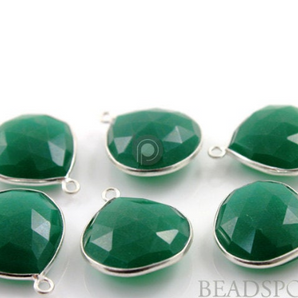 Green Onyx Faceted Pear Shape Bezel, (SSBZ7026) - Beadspoint