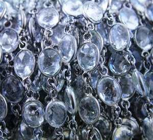 Rock Crystal Faceted Oval Chain, (BC-CRY-127) - Beadspoint