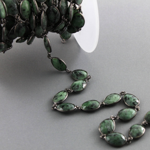 Ruby Zoisite Faceted  Oval Bezel Chain, (BC-RZT-79) - Beadspoint