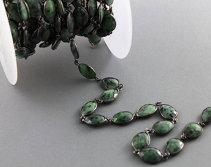Ruby Zoisite Faceted  Oval Bezel Chain, (BC-RZT-79) - Beadspoint