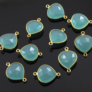 Aqua Chalcedony Heart Shape Bezel, (BZC9015/AQUA) - Beadspoint