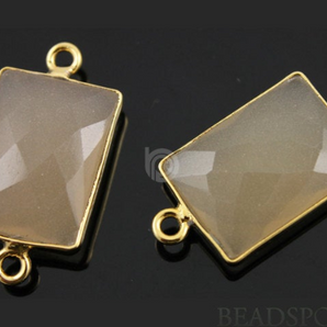 Natural Sand  Faceted Chicklet Connector (BZC7450) - Beadspoint