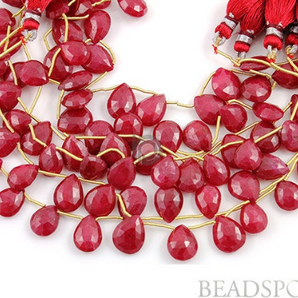 Ruby Beads Faceted Pear Drops, 2 Pieces (2RBY10x13FPEAR) - Beadspoint