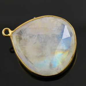 Rainbow Moonstone Faceted Heart Shape Bezel, (RNM/19/HRT) - Beadspoint