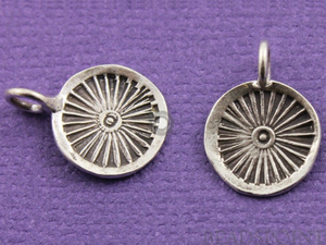 Hill Tribe Karen Silver Round Charm,2 Pieces, (8124-TH) - Beadspoint