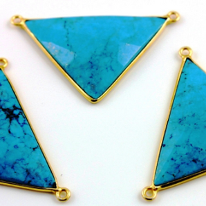 Turquoise Faceted Triangle Bezel Connector, (BZC9016/TURQ) - Beadspoint