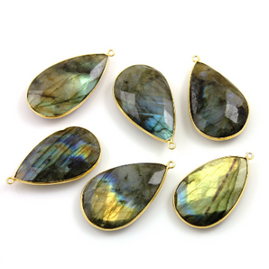 Blue Flash Labradorite Faceted Pear Bezel, (LAB/1001/I) - Beadspoint