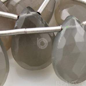 Grey Moonstone  Faceted Pear Drops, (GMNS9x12Pear) - Beadspoint