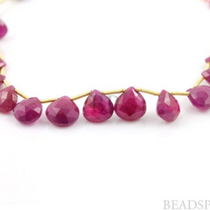 Ruby  Faceted Heart Drops , (Rby6-8Hrt) - Beadspoint