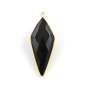 Black Onyx Faceted Arrowhead Bezel, (BZC9021/BNX) - Beadspoint