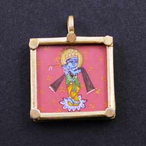 Hand Painted Gold Vermeil  Krishna Pendant,  (VMTPCH001-A) - Beadspoint