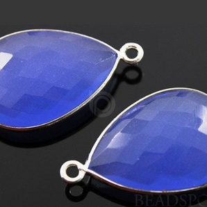 Blue Chalcedony Faceted Pear Bezel, (SSBZC7081) - Beadspoint