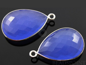 Blue Chalcedony Faceted Pear Bezel, (SSBZC7081) - Beadspoint