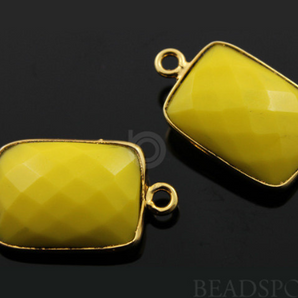 Yellow Turquoise (Stabilized) Faceted Bezel, (BZC7458) - Beadspoint