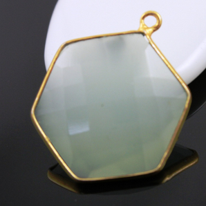 Sky Chalcedony Hexagon Bezel, (BZC9025/SC/LG) - Beadspoint