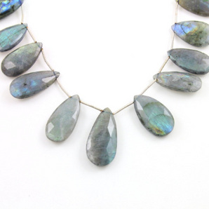 Blue Flashes Labradorite Faceted Pear Briolettes Beads, (LAB34x15PR) - Beadspoint