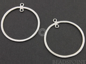 Brush Sterling Silver Flat Round  Earring Component,1 PAIR (BR/6627/35) - Beadspoint