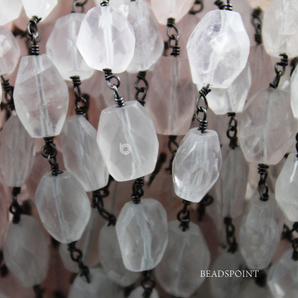 Rose Quartz Faceted Wire Wrapped Oval Rosary, (RS-RQZ-142) - Beadspoint