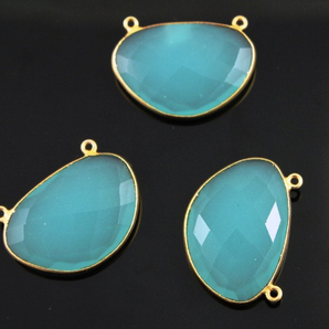 Aqua Chalcedony Faceted Fancy Bezel ,(BZC9055/AQUA) - Beadspoint