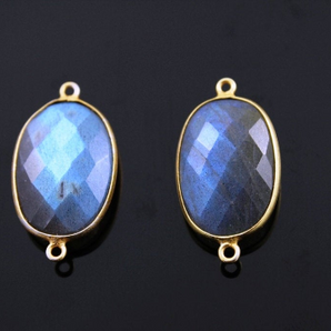 Natural Labradorite Faceted Bezel Connector, (LABZC1032) - Beadspoint