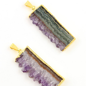 Raw Amethyst Electroplated  Slice Pendant, (DZY/CNT/SLC/902) - Beadspoint