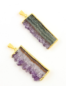 Raw Amethyst Electroplated  Slice Pendant, (DZY/CNT/SLC/902) - Beadspoint