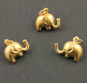 24K Gold Vermeil Over Sterling Silver Elephant Charm-- VM/CH7/CR78 - Beadspoint