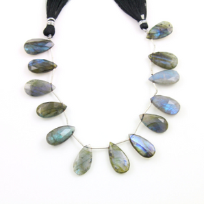 Blue Flashes labradorite Faceted Pear Briolettes Beads, (LAB21x11PR) - Beadspoint