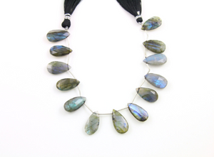 Blue Flashes labradorite Faceted Pear Briolettes Beads, (LAB21x11PR) - Beadspoint