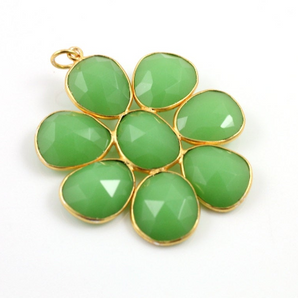 Green Chrysoprase Fancy Flower Pendant, (FLR-LG-A) - Beadspoint