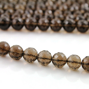 Smokey topaz faceted round beads, (TPZSM/RD/6-8) - Beadspoint