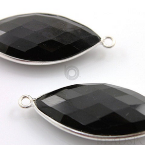 Black Onyx Faceted Marquise Bezel, (SSBZC7176) - Beadspoint