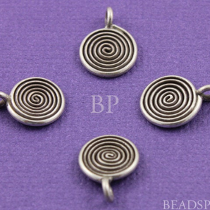 Thai Hill Tribe Flat Coiled Spiral Swirl Charm, (8110-TH) - Beadspoint